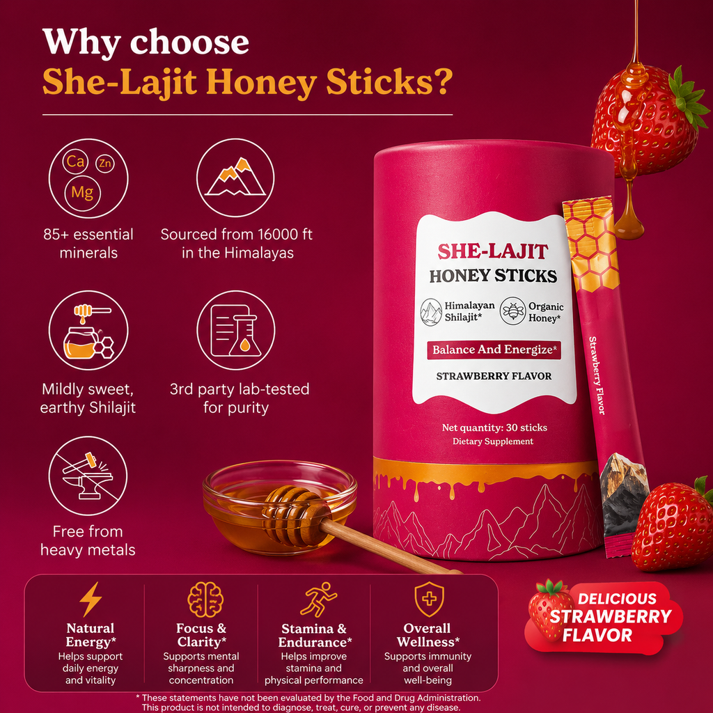 🍓 Shilajit Honey Bar – Strawberry Flavor