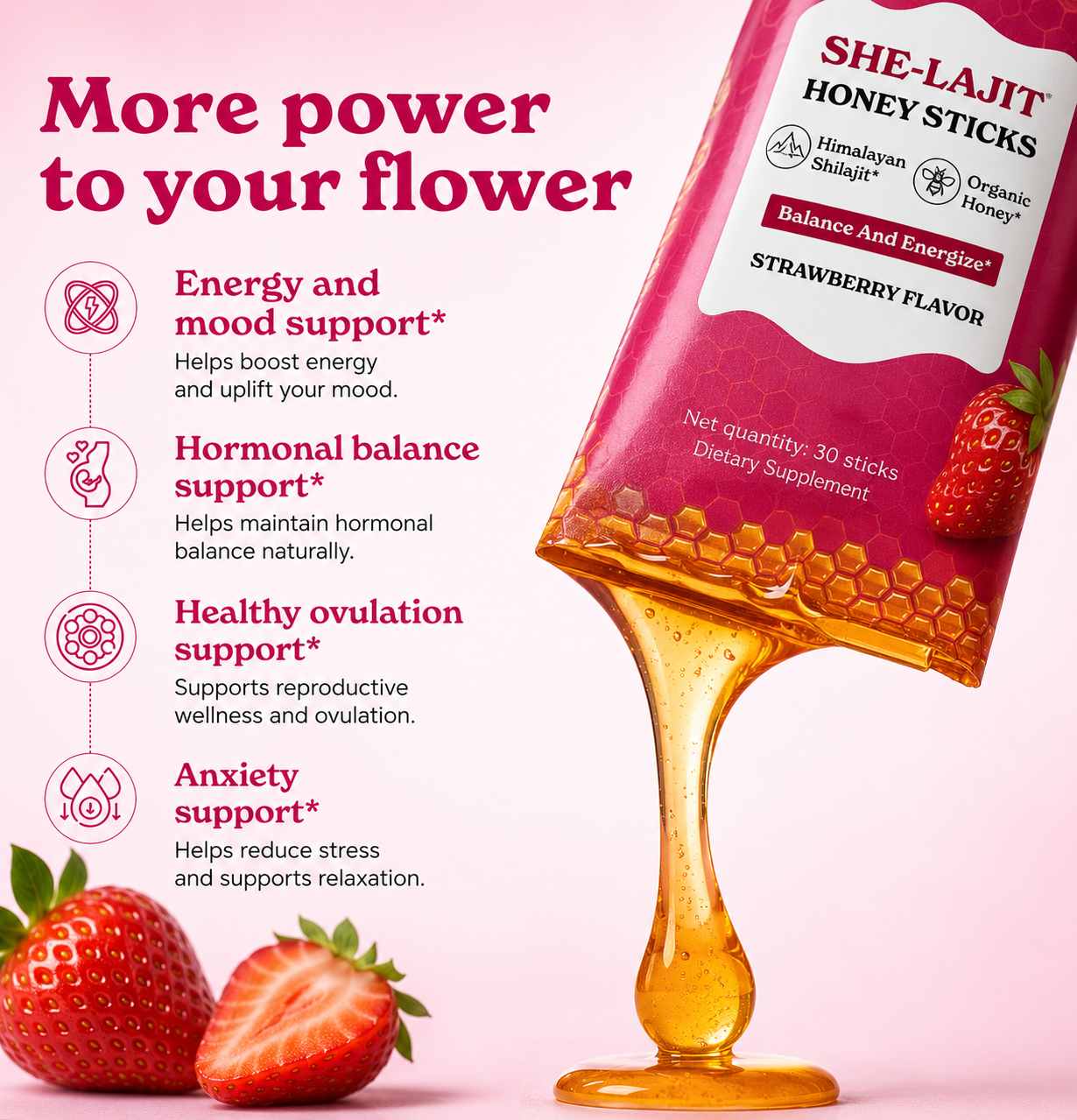 🍓 Shilajit Honey Bar – Strawberry Flavor
